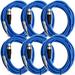 Seismic Audio - 6 Pack of Blue 25 Ft XLR Female to 1/4 TRS Patch Cables Blue - SATRXL-F25Blue-6Pack