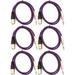 Seismic Audio SATRXL-M2 6 Pack of Purple 2 XLR Male to TRS Patch Cables