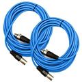 Seismic Audio Pair of Blue 25 XLR Microphone Cable (2 Pack)- Patch NEW Blue - SAXLX-25Blue-2Pack