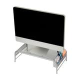 Mind Reader Metal Mesh Monitor Stand Laptop Riser with 2 Compartments Silver