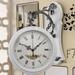 Creative Double Sided Wall Clock Silent Battery Operated Hanging Clocks Double Faced Wall Clock for Patio Indoor Outdoor Study White