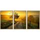 wall26 - 3 Piece Framed Canvas Wall Art - Idyllic Rural Landscape on a Hill with a Tree on a Meadow at Sunrise - Modern Home Art Stretched and Framed Ready to Hang - 24 x36 x3 NATURAL