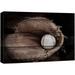 wall26 Canvas Print Wall Art Wood Panel Effect Retro Vintage Catcher s Mitt & Baseball Sports Fitness Photography Realism Decorative Scenic Multicolor for Living Room Bedroom Office - 32x48