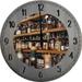 Wood Wall Clock 12 Inch Vintage American Bar Whiskey Wall Art for Home Bar Garage Round Small Battery Operated Gray