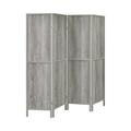 70 Inch Modern 4 Panel Folding Screen Room Divider Rustic Gray Wood Finish