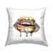 Stupell Industries Glam Silver Lip Portrait Fashion With Gold Drip Grey 18 x 7 x 18 Decorative Pillows