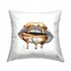 Stupell Industries Glam Silver Lip Portrait Fashion With Gold Drip Grey 18 x 7 x 18 Decorative Pillows