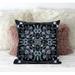 Paisley Leaf Geo Throw Pillow with Removable Cover in Black Gray Midnight Blue 16x16