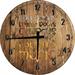 Wood Wall Clock 12 Inch Country Music Cowboy Boots Southern Round Small Battery Operated Brown Wall Art