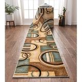 Well Woven Custom Size Runner - Choose Length - Deco Rings Light Blue Geometric Modern 27 Inch Wide x 30 Feet Long Runner (27 x 30 ) Abstract Color Block Carpet