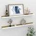 Dcenta 2 Piece Floating Shelves MDF Wall Mount Collectables Photo Display Stand Storage Shelf for Living Room Bedroom Home Office Decor White Sonoma Oak 31.5 x 3.5 x 1.2 Inches (W x D x H)