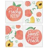 Big Dot of Happiness Sweet as a Peach - Unframed Fruit Kitchen Linen Paper Wall Art - Set of 4 - Artisms - 8 x 10 inches