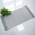 Braided Rug Cotton Area Rug Pure Tassels Floor Rug Hand Woven Reversible Throw Rugs Door Mat Laundry Room Rug Indoor Runner Bathroom Tablecloth (2x3 FT Grey)