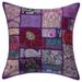 Stylo Culture Indian Cotton Living Room Throw Pillow Sham Cover Purple 16 x 16 Bohemian Vintage Patchwork Indian Couch Cushion Cover 40x40 cm Decorative Abstract Square Pillowcase | 1 Pc