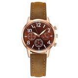 STEADY Luminous Pointer Watch Leather Wristband Women s Watch Quartz Watch(Brown)
