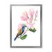 Designart Blue Bird Sitting On A Pink Magnolia Traditional Framed Art Print