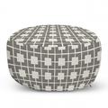 Modern Pouf Cover with Zipper Contemporary Lattice Structure Bars in Square Design Monochrome Art Soft Decorative Fabric Unstuffed Case 30 W X 17.3 L Eggshell and Charcoal Grey by Ambesonne