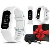 Garmin vivosmart 5 (White S/M) Fitness Tracker Gift Box Bundle with PlayBetter Wall Adapter & Protective Hard Case