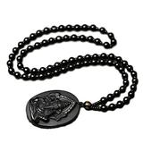 Natural Crystal Black Obsidian Necklace Pendant Stone Elephant Chain Gift T0P5