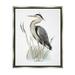 Stupell Industries Peaceful Heron Bird Standing Amidst Wild Grass Graphic Art Luster Gray Floating Framed Canvas Print Wall Art Design by Studio Q