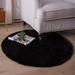 Soft Fluffy Faux Rabbit Fur Area Rugs Indoor Decor Mat 3 x 3 Feet Round Black 1 Pack