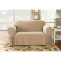 Cotton Duck One Piece Loveseat Slipcover in Tan