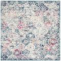 SAFAVIEH Madison Judith Distressed Area Rug Navy/Teal 10 x 10 Square