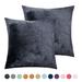 Throw Pillow Cases Teal: 2 Pack Cozy Soft Velvet Square Decorative Pillow Covers for Farmhouse Home Decor