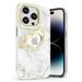 Vena vLove Marble Case Compatible with Apple iPhone 14 Pro (6.1 -inch) Heart Shape Design (MagSafe Compatible) Dual Layer Slim Hybrid Clear Bumper Case Cover - White/Gold Accent