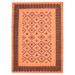 Dhurrie Orange Wool Rug 4 X 6 Southwestern American Tribal Room Size Carpet