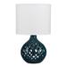 Eden Home Ceramic Table Lamp with Linen Shade in Navy Blue