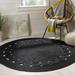 Hand Woven Oriental Jute Round Area Rug Black 6x6 Living Room Indoor Garden Carpet Rug Doormat