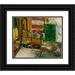 Saeki YÅ«zÅ� 14x12 Black Ornate Wood Framed Double Matted Museum Art Print Titled: Cafe Terrace with Posters (1927)