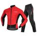 Lixada Men Cycling Clothing Set Waterproof Windproof Thermal Fleece Long Sleeve Jacket Jersey with Pants