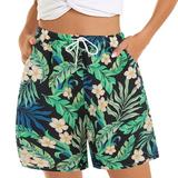 HSMQHJWE Scrunch Shorts For Women Bike Shorts Women With Padding Women S Casual Shorts Summer Comfy Beach Shorts Elastic Waist Floral Print With 2 Pockets Womens Short Sleeve Tunics For Leggings