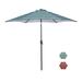 Outdoor Patio 9-Feet Market Table Umbrella with Push Button Tilt and Crank Blue Stripes[Umbrella Base is not Included]