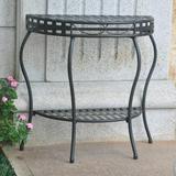 International Caravan Santa Fe Iron Nailhead 2-Tier Half Moon Table - Antique Black