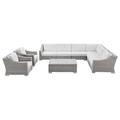 Lounge Sectional Sofa Chair Table Set Rattan Wicker Light Grey Gray White Modern Contemporary Urban Design Outdoor Patio Balcony Cafe Bistro Garden Furniture Hotel Hospitality