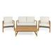 Rohan Outdoor 4 Seater Acacia Wood Chat Set with Wicker Accents Teak Gray Beige