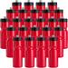 50 Strong Bulk Red Water Bottles 24 Pack Sports Bottle 22 oz. BPA-Free Easy Open with Pull Top Cap Made in USA Reusable Plastic Water Bottles for Adults & Kids Top Rack Dishwasher Safe