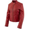 Xelement B91066 Women s â€˜Keeperâ€™ Red Leather Scuba Style Biker Jacket with Snap Mandarin Collar 4X-Large