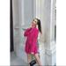 Zara Dresses | Last Zara Woman Pink Fuchsia Buttoned Blazer Dress Medium | Color: Black/Pink | Size: M