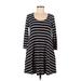 BDG Casual Dress - A-Line Scoop Neck 3/4 sleeves: Blue Print Dresses - Women's Size Medium