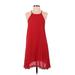 Dee Elle Casual Dress - A-Line Crew Neck Sleeveless: Red Print Dresses - Women's Size Small