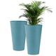 ActivoTex Indoor Tall Planters, Large Indoor Planter, High Planter, Outdoor and Terrace, 30 cm (2 Units) Decorative Plastic Planters, High Planters, Long and Narrow Planters (Pack 2 Blue)