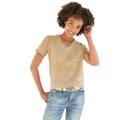 V-Shirt LINEA TESINI BY HEINE "Shirt" Gr. 44, beige (sesam) Damen Shirts V-Shirts