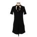 Forever 21 Casual Dress - Shift Plunge Short sleeves: Black Print Dresses - Women's Size Small