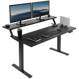 Vivo Height Adjustable Standing Desk Wood/Metal in Black/Brown/Gray | 55.2 W x 29.6 D in | Wayfair DESK-KIT-1B2TB