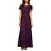 Embellished Lace A-line Evening Gown - Purple - Alex Evenings Dresses