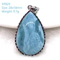 Pendentif en argent Larimar bleu naturel pour femme et homme perles de cristal goutte d'eau motif